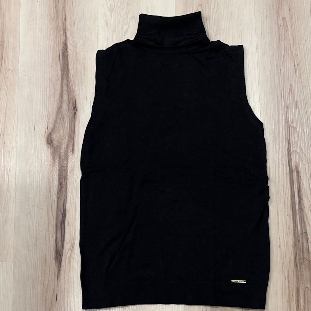 Anne Klein Black Knit Sleeveless Turtleneck - Picture 1 of 7